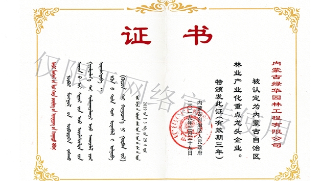 標題：內蒙古龍頭企業(yè)榮譽(yù)證書(shū)
瀏覽次數：1887
發(fā)表時(shí)間：2019-10-26